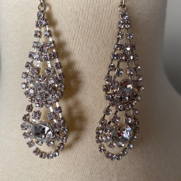 Silver and Crystal Drop Earrings - Picture 2 of 3